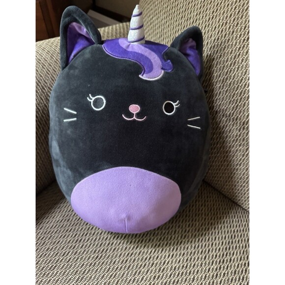 Squishmallows‎ 12" Nixy the Black Cat Caticorn Unicorn With Purple Stripe - Picture 1 of 6